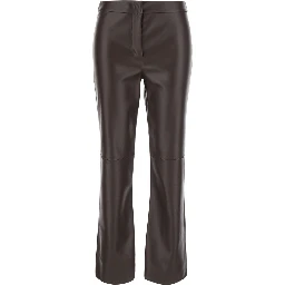 Sublime Brown Flared Pants with Hidden Front Closure in Ecoleather for Women