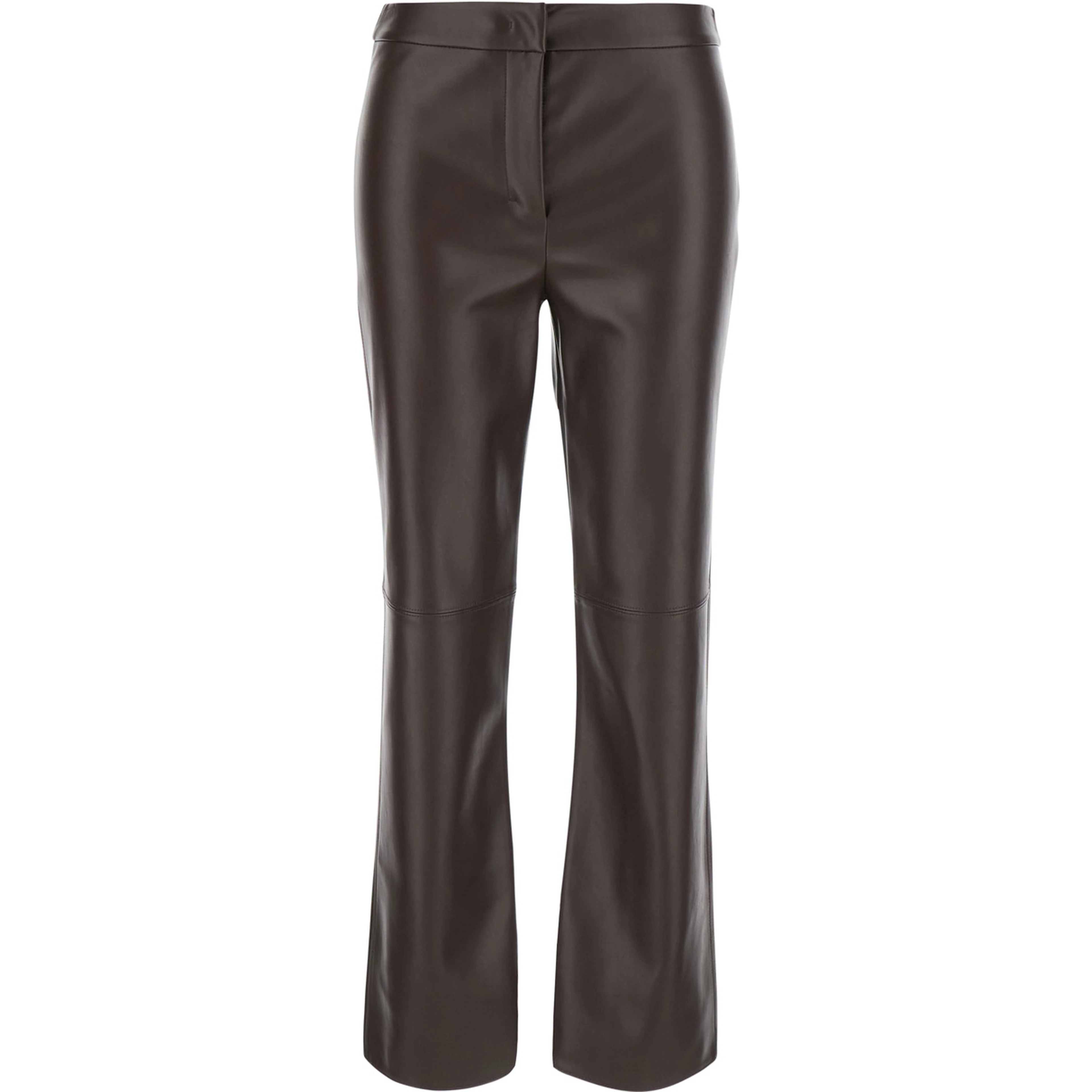 Sublime Brown Flared Pants with Hidden Front Closure in Ecoleather for Women