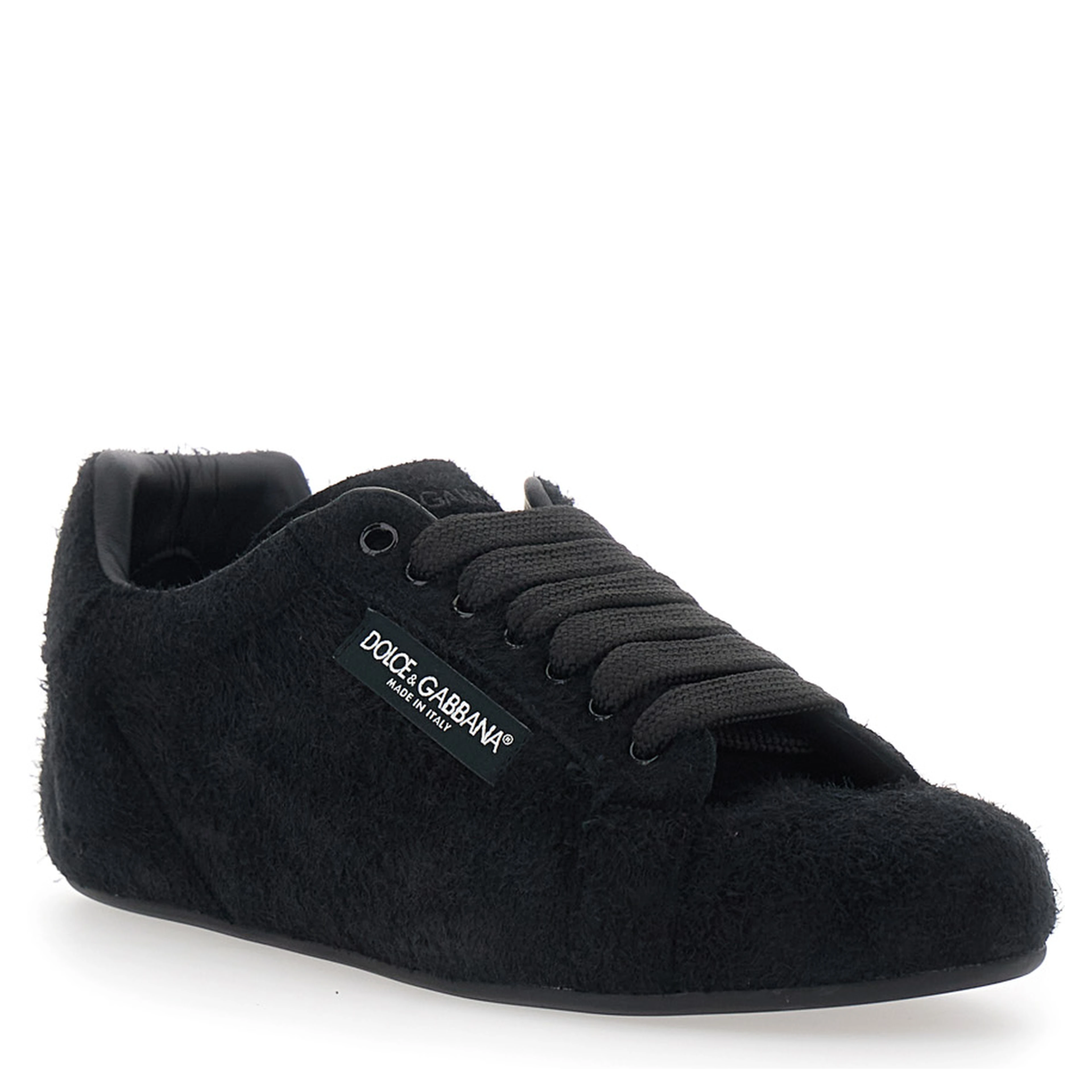 Portofino Black Sneakers with logo patch on the side and logo on the tongue in suede for men