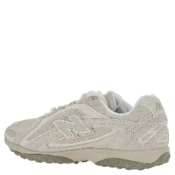 U204 Gray Low Top Sneakers with Logo Patch on the Side in Leather and Fabric Unisex
