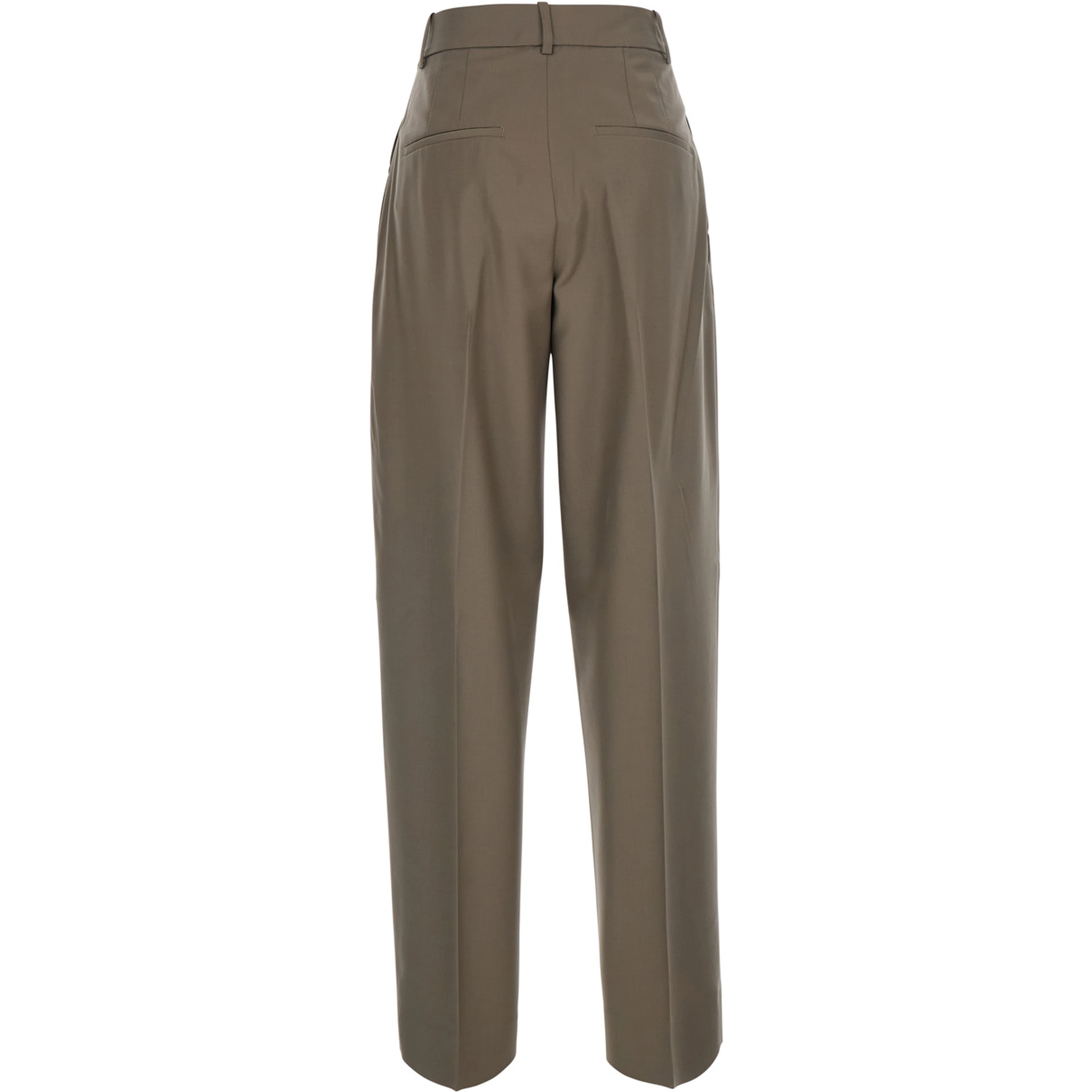 Daria Brown Pants with Single Pleat on the Front and Tapered Leg in Wool for Women