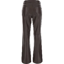 Sublime Brown Flared Pants with Hidden Front Closure in Ecoleather for Women