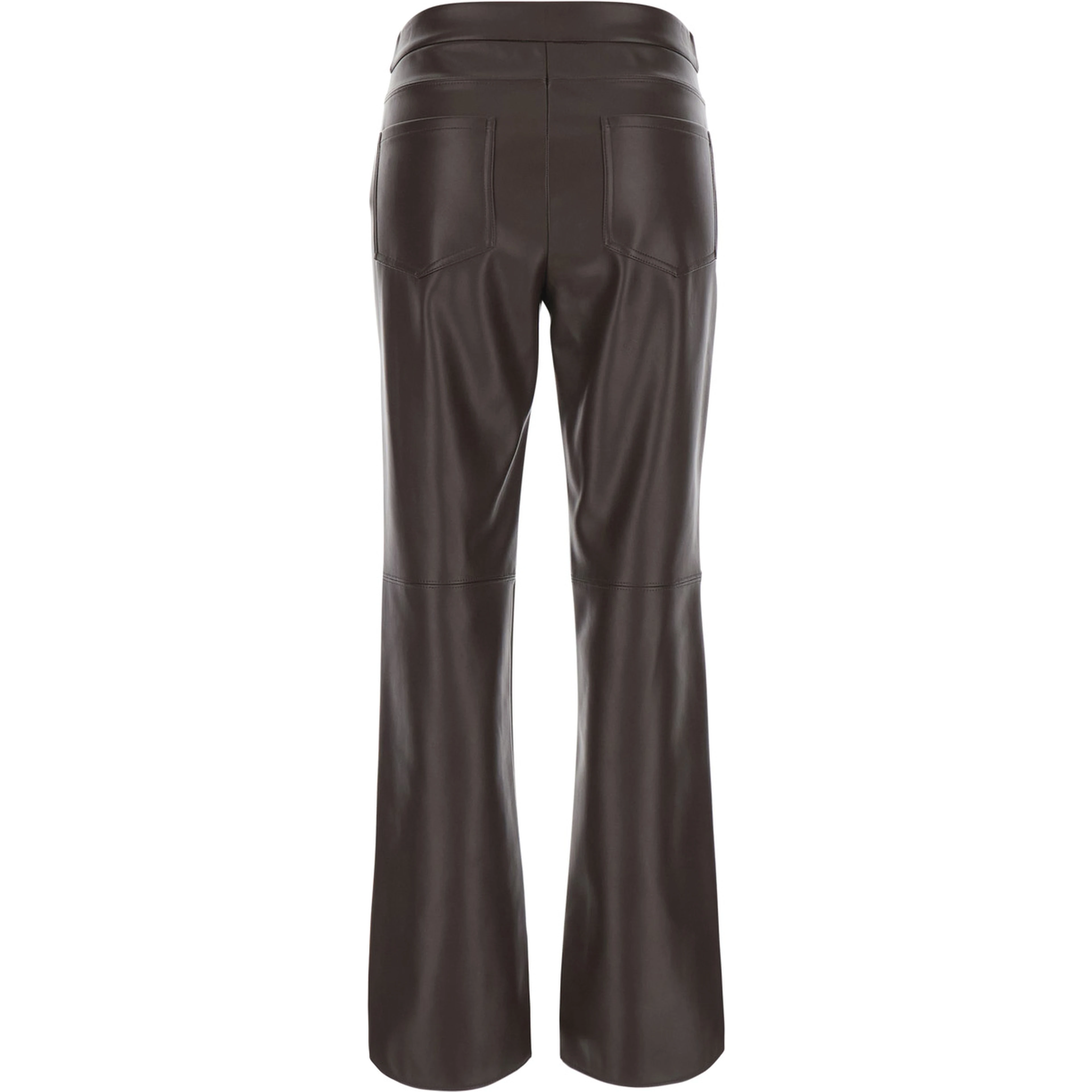 Sublime Brown Flared Pants with Hidden Front Closure in Ecoleather for Women