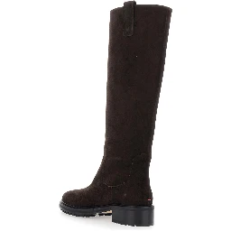 Henry Brown Boots with Low Heel in Suede for Women