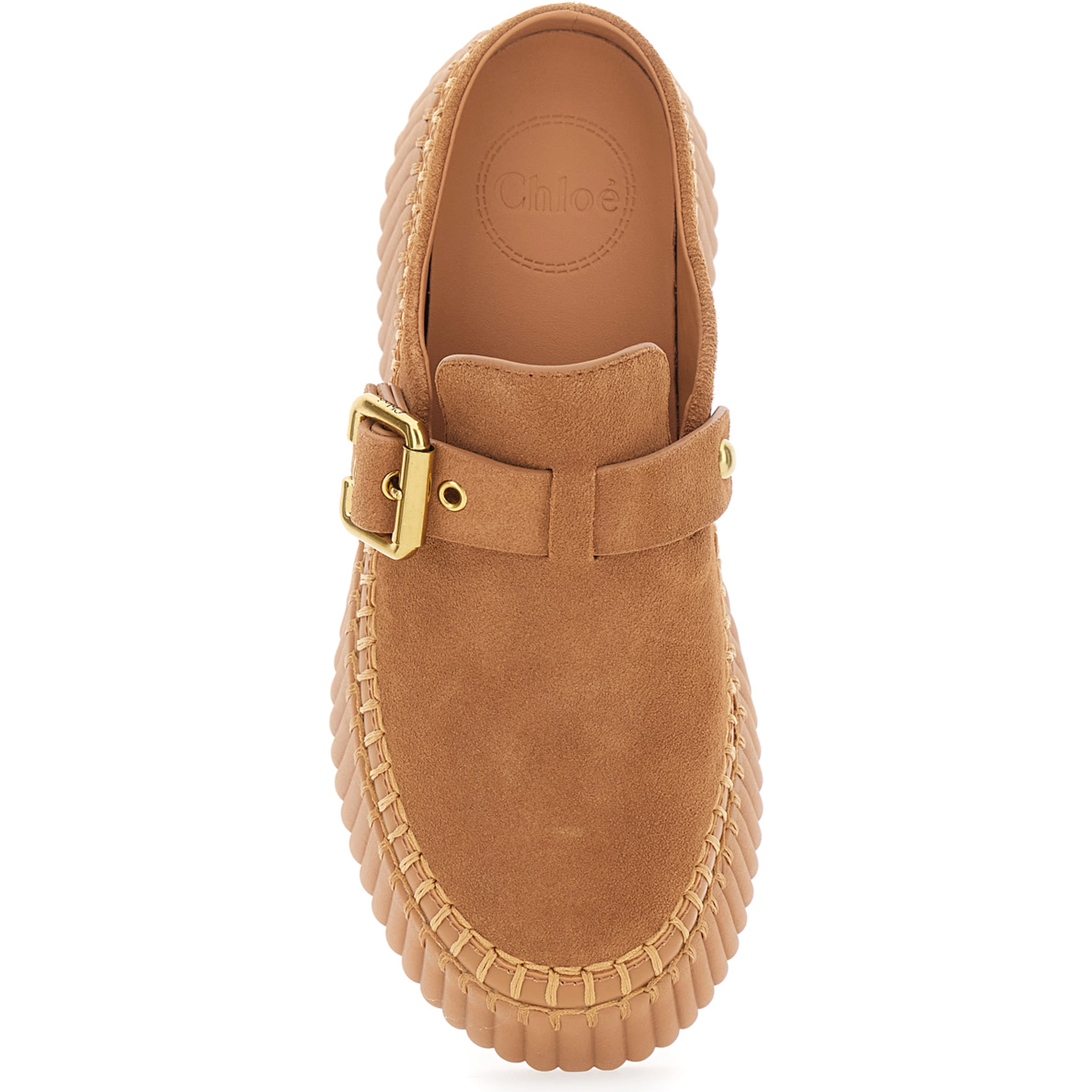 Nama Brown Mules with Wedge Heeles with Adjustable Buckle Strap in Suede for Women
