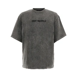 Distort T-shirt with washed effect and cotton, black color, unisex