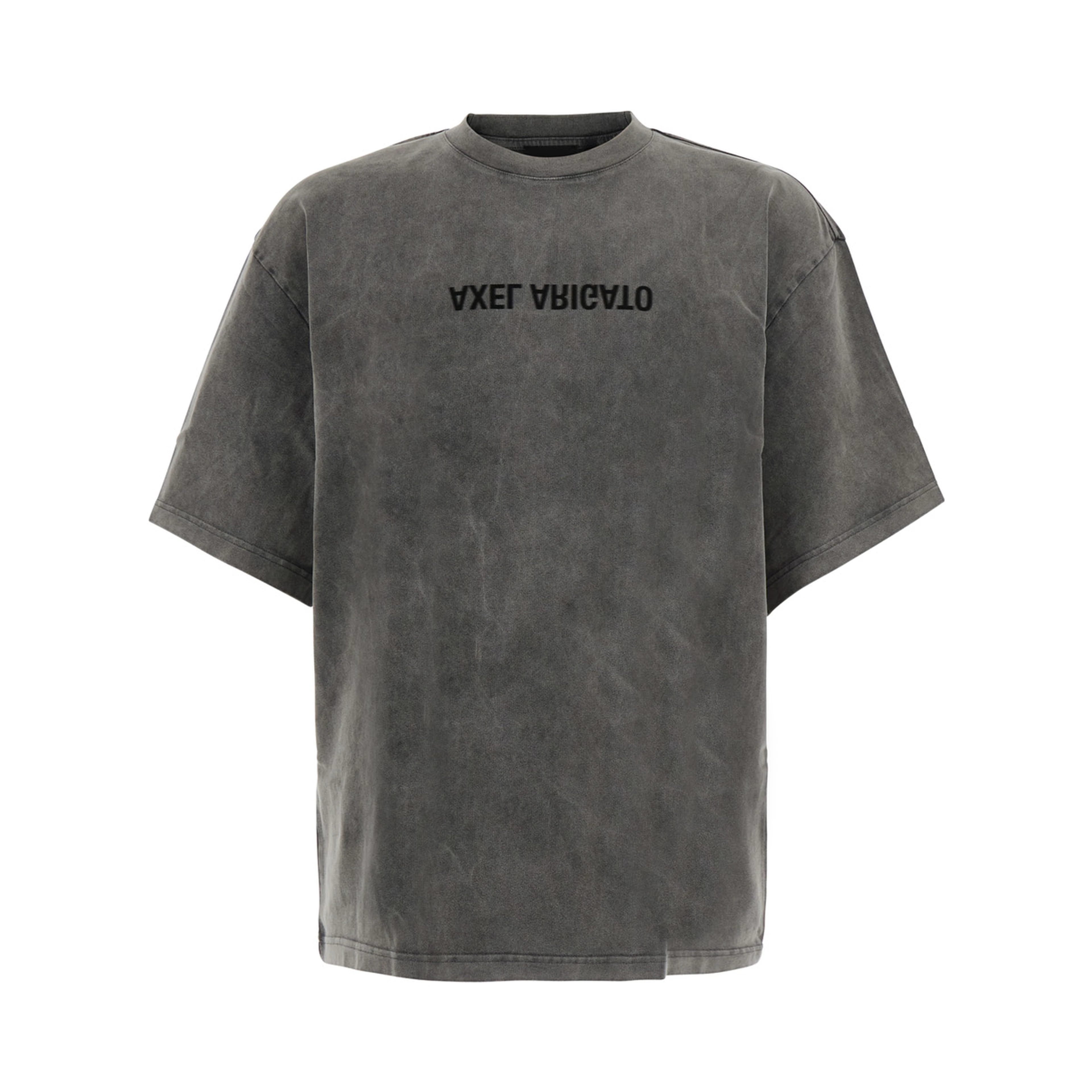 Distort T-shirt with washed effect and cotton, black color, unisex