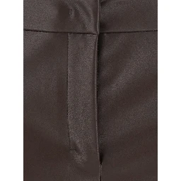Sublime Brown Flared Pants with Hidden Front Closure in Ecoleather for Women