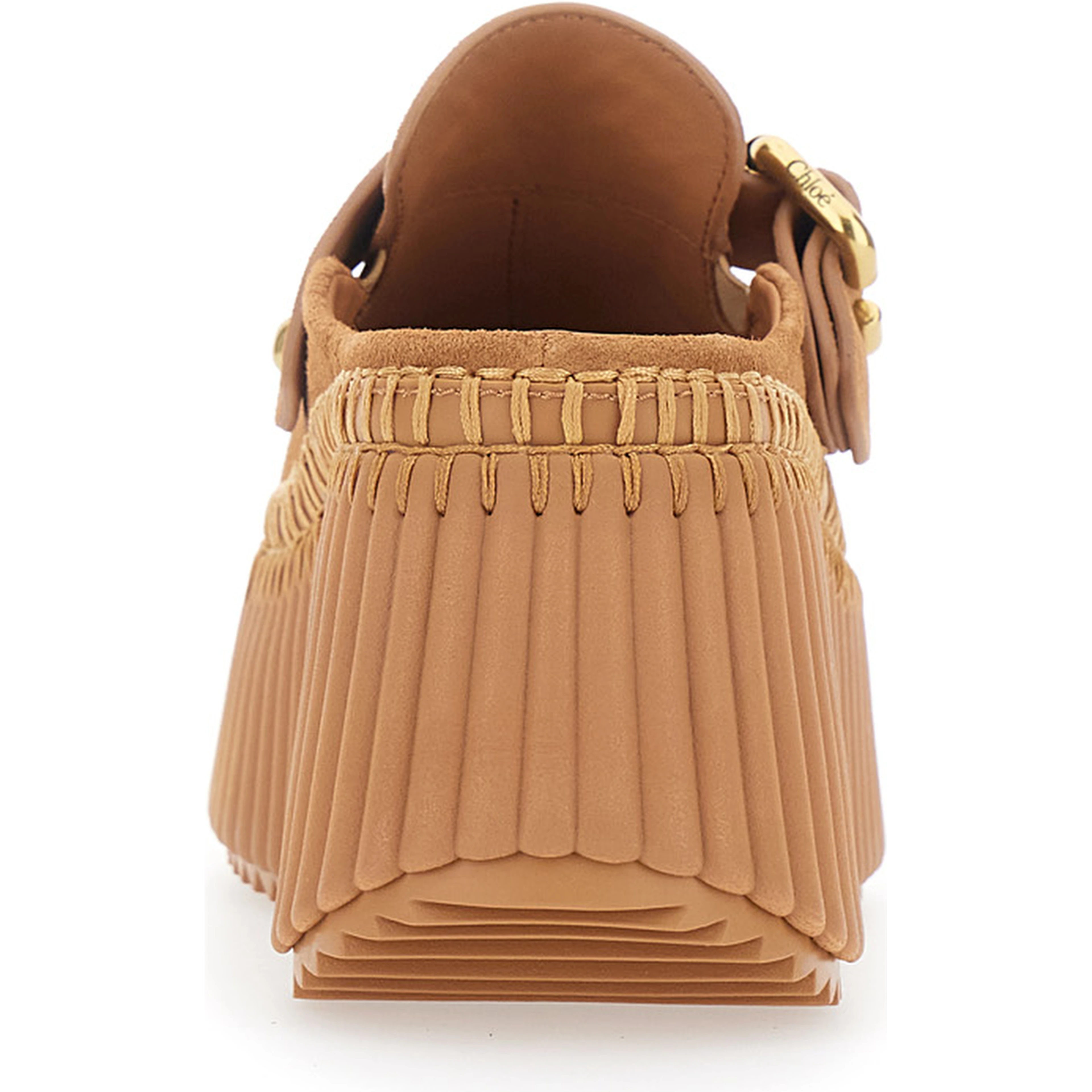 Nama Brown Mules with Wedge Heeles with Adjustable Buckle Strap in Suede for Women
