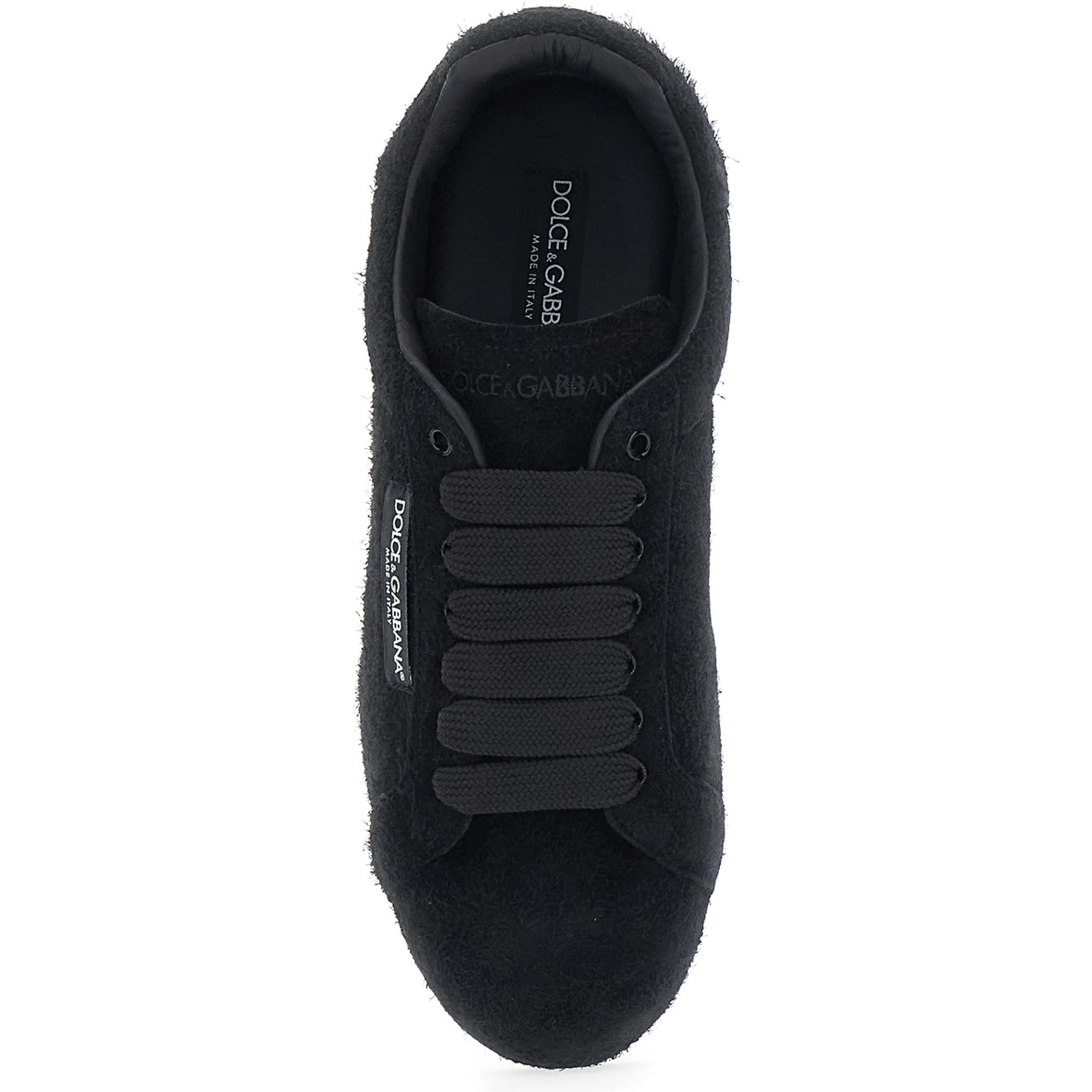 Portofino Black Sneakers with logo patch on the side and logo on the tongue in suede for men