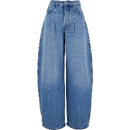 OVALO Blue High-waisted Jeans with Curved Cut in Denim for Women
