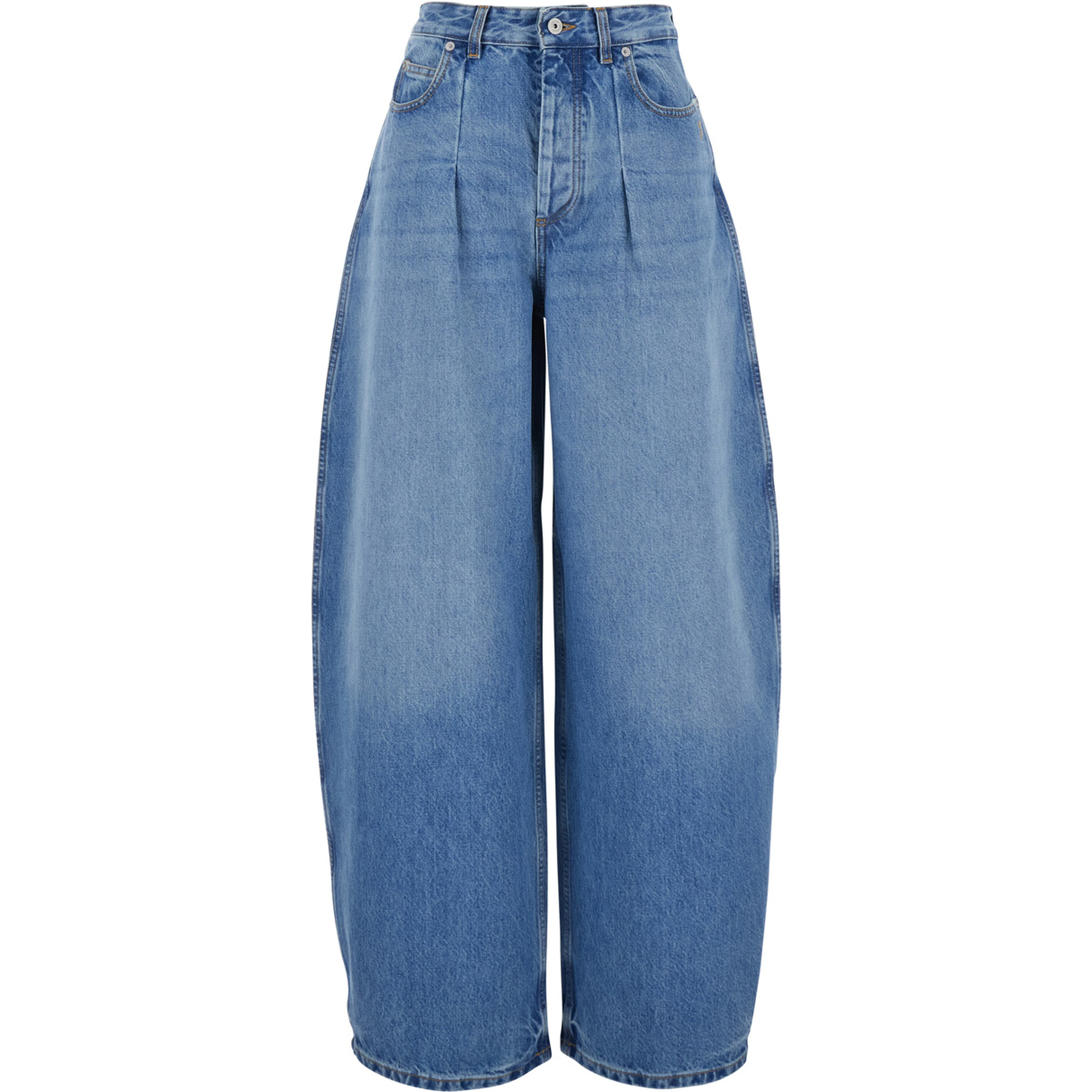 OVALO Blue High-waisted Jeans with Curved Cut in Denim for Women