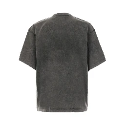Distort T-shirt with washed effect and cotton, black color, unisex