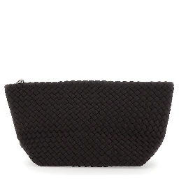 Portofino Brown Large Clutch with Logo Patch and Intreccio Motif in Eco-leather for Women