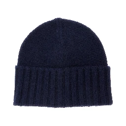 Cashmere beanie with elegant design and unisex blue