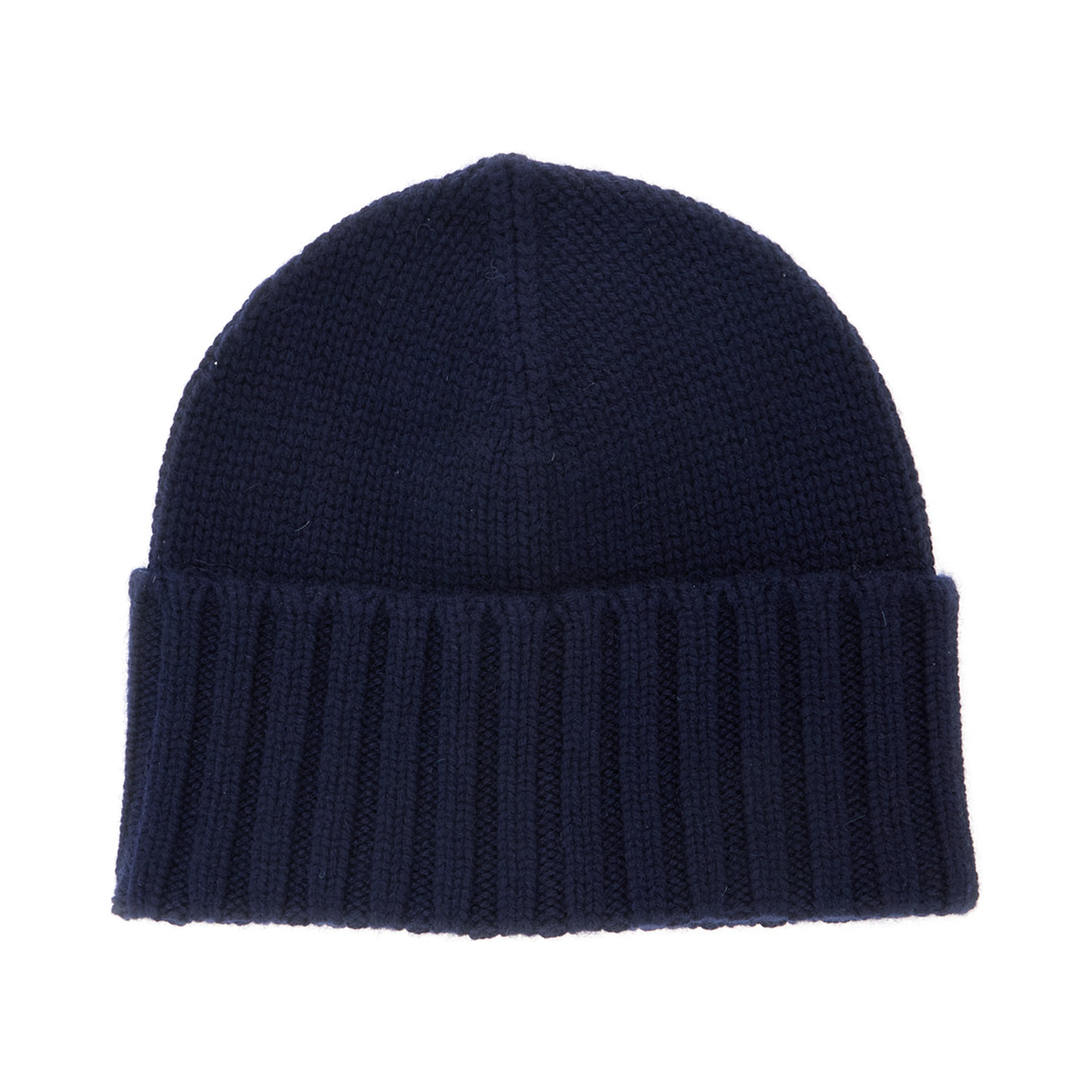Cashmere beanie with elegant design and unisex blue