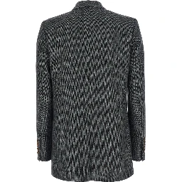 J Line Grey Double-breasted Jacket with Peak Revers in Wool Blend for Women