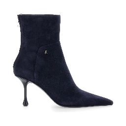 Cycas Blue Ankle Boots with Stiletto Heel and Side Zip Closure in Suede for Women