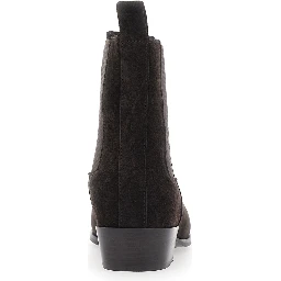 Nina Dark Brown Pointed Ankle Boots with Elastic Straps in Suede for Women