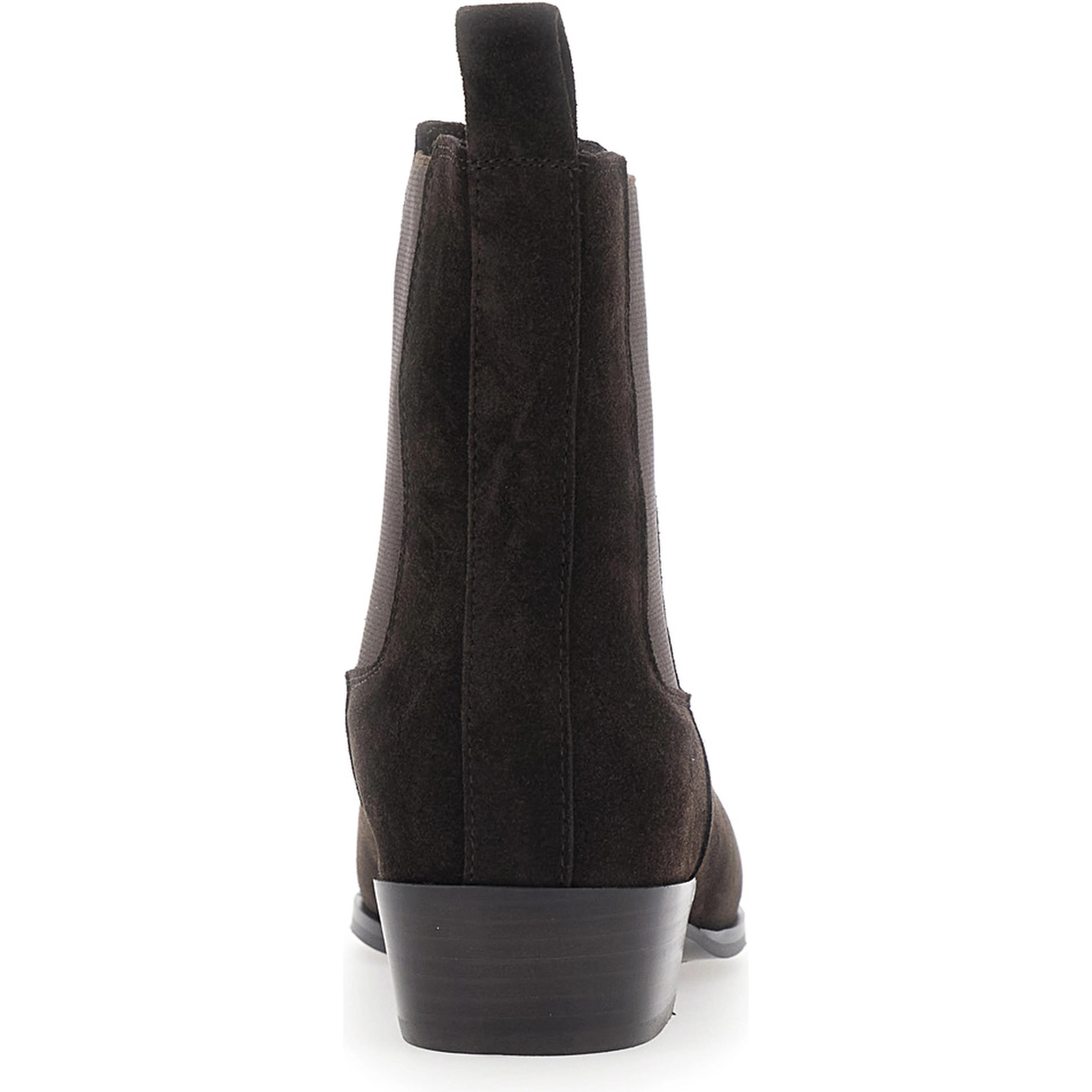 Nina Dark Brown Pointed Ankle Boots with Elastic Straps in Suede for Women