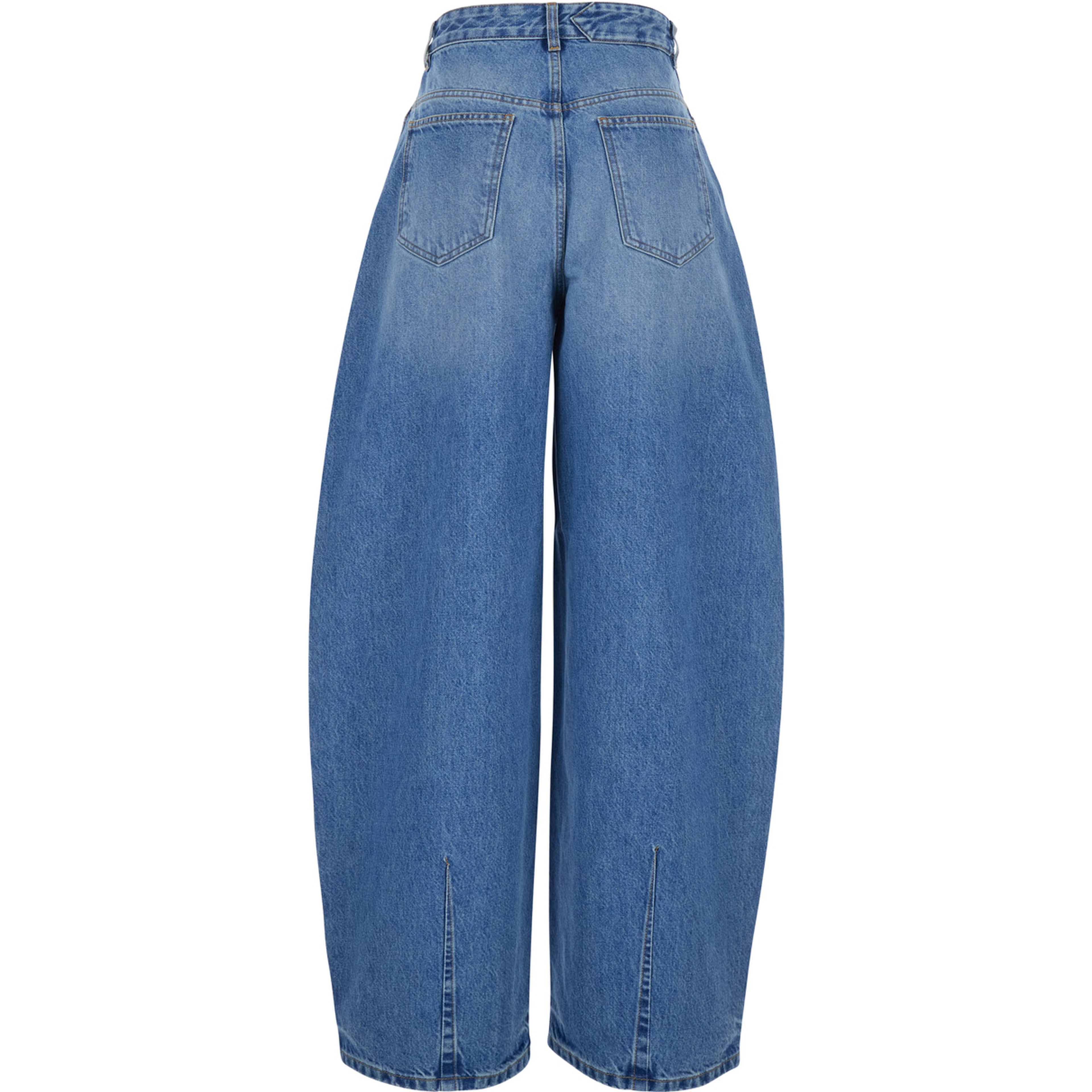 OVALO Blue High-waisted Jeans with Curved Cut in Denim for Women