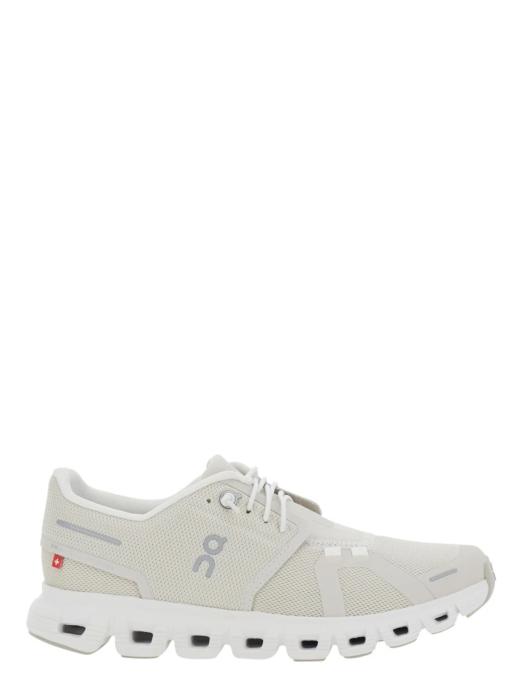 Cloud 6 White Sneakers with mesh details and logo print on the side in Tech Fabric for women