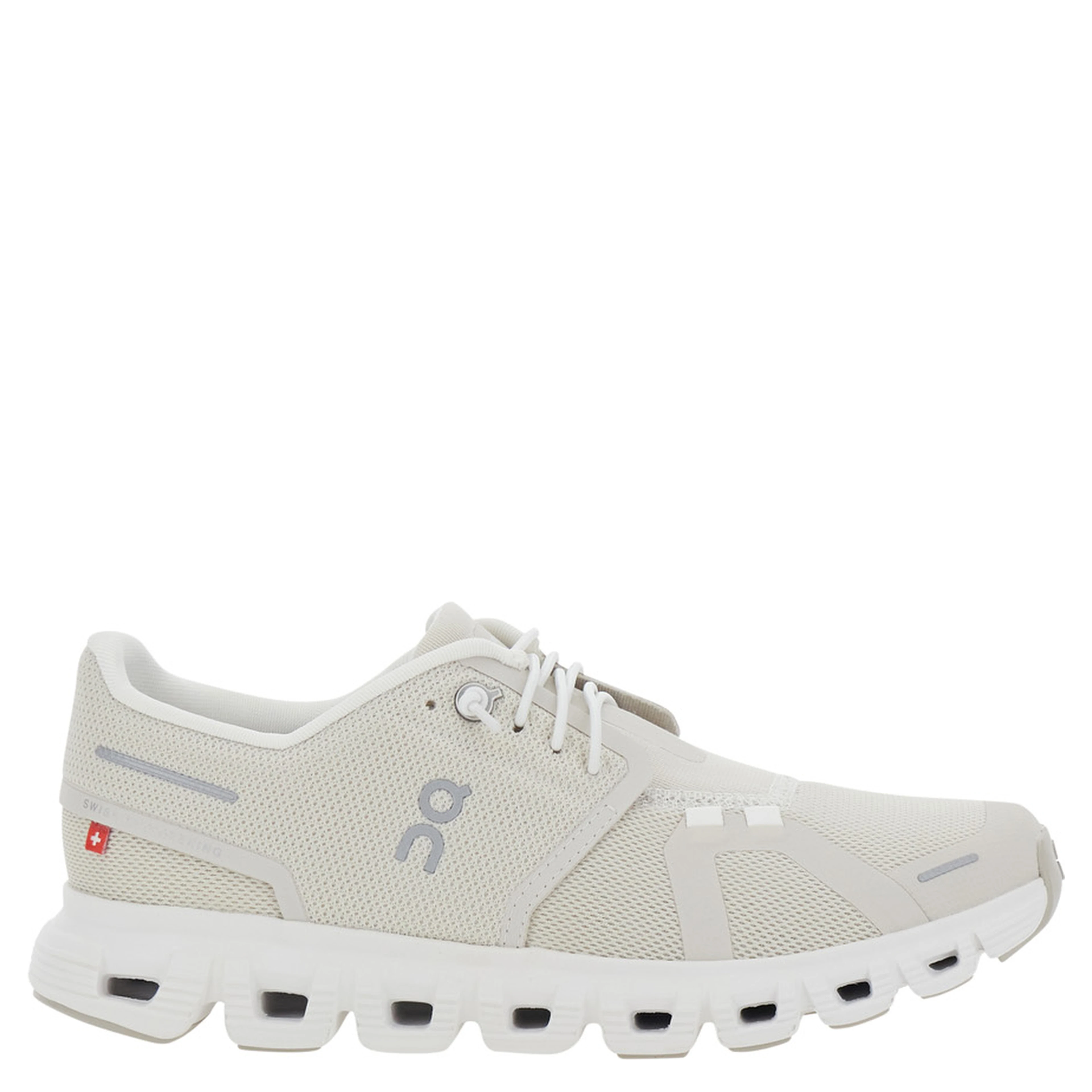 Cloud 6 White Sneakers with mesh details and logo print on the side in Tech Fabric for women
