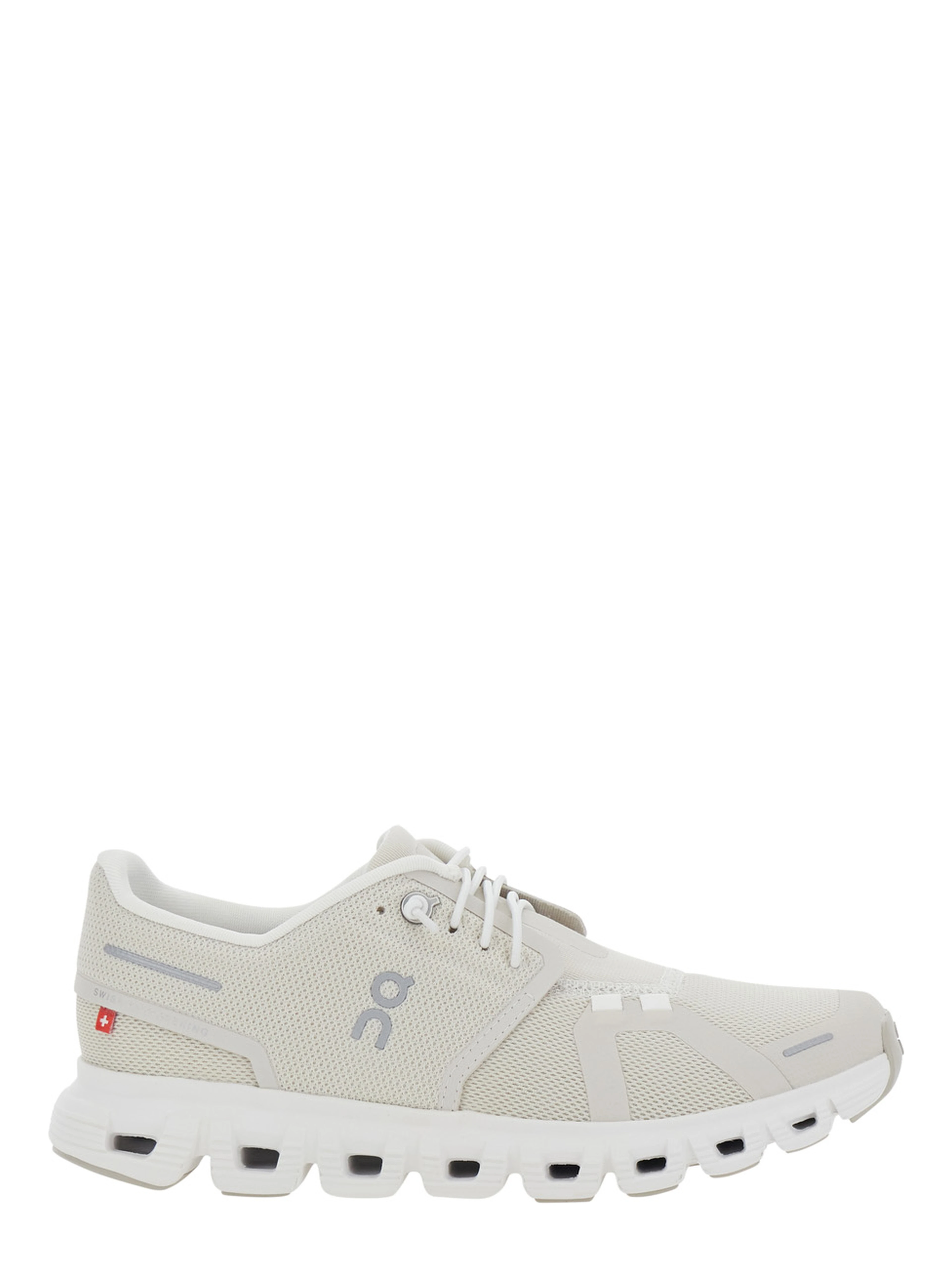 Cloud 6 White Sneakers with mesh details and logo print on the side in Tech Fabric for women