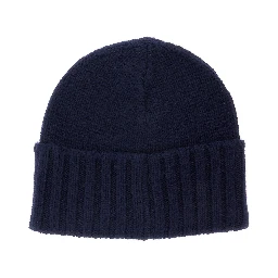 Cashmere beanie with elegant design and unisex blue