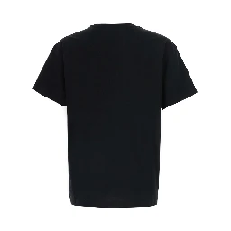 Black Crew Neck T-Shirt with Orb Embroidery on the Front in Cotton for Men