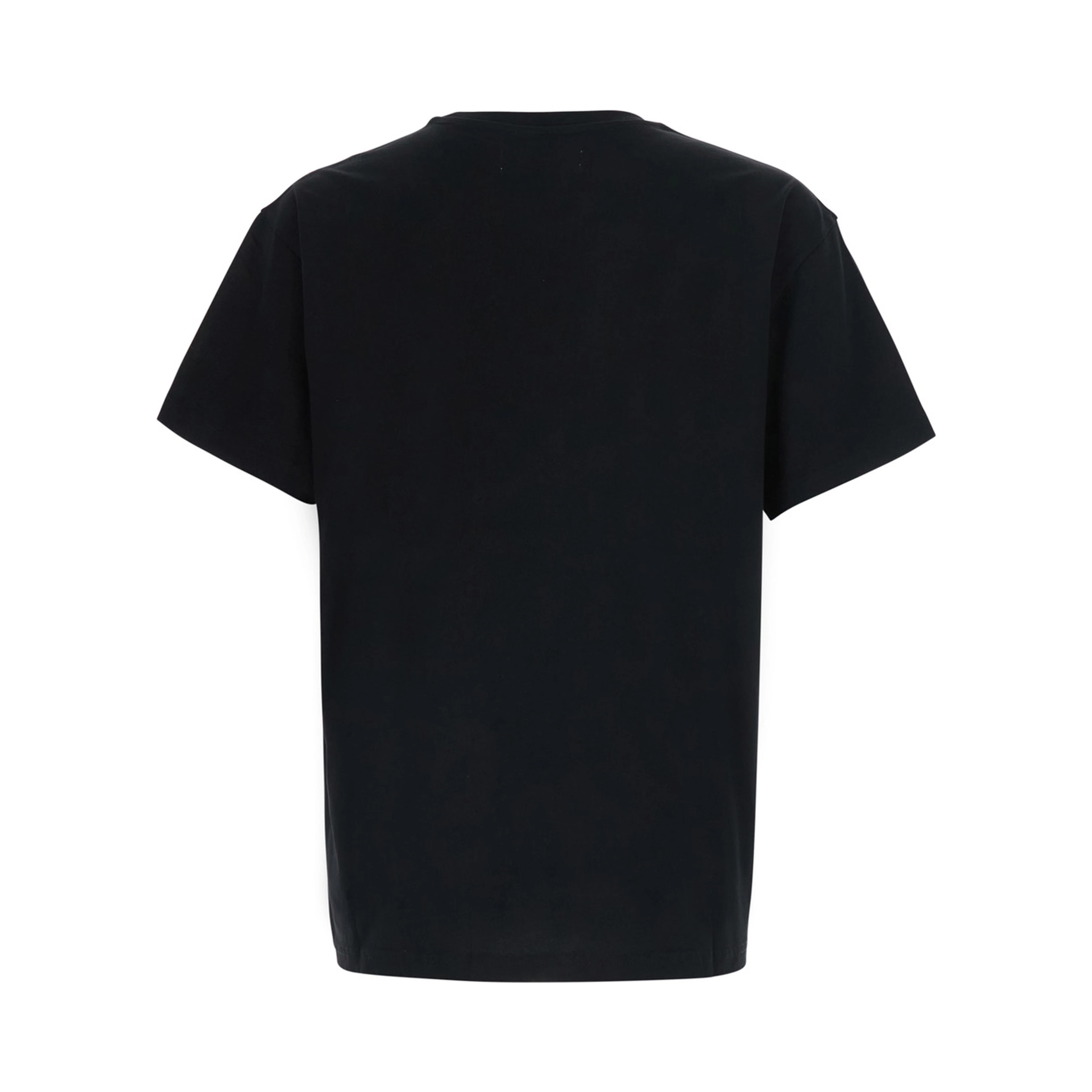 Black Crew Neck T-Shirt with Orb Embroidery on the Front in Cotton for Men