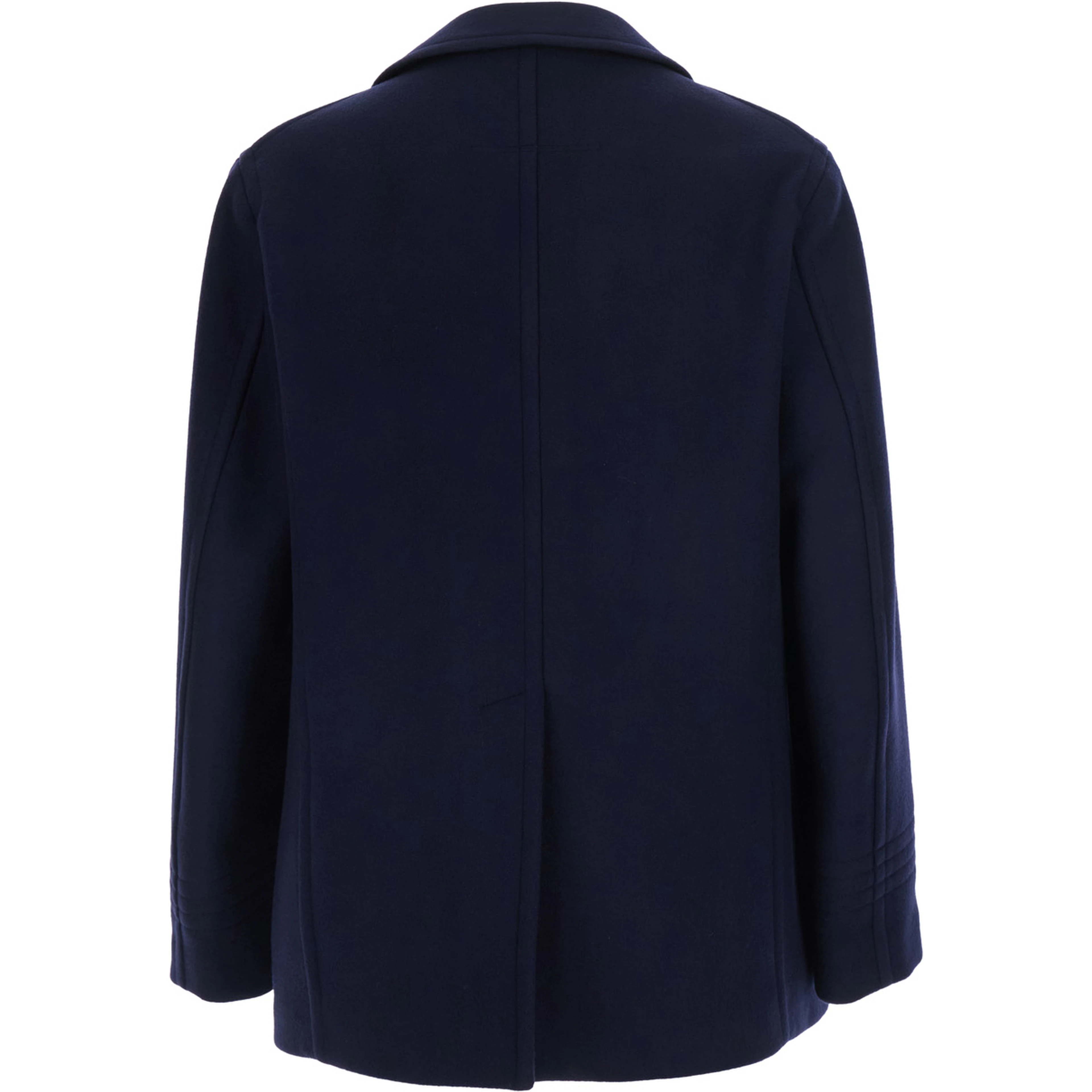Blue Double-Breasted Jacket with Notched Revers in Wool for Men