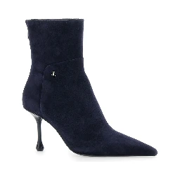Cycas Blue Ankle Boots with Stiletto Heel and Side Zip Closure in Suede for Women