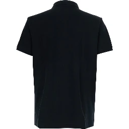 Custom Fit Black polo shirt with classic collar and Pony embroidery on the front in cotton for men