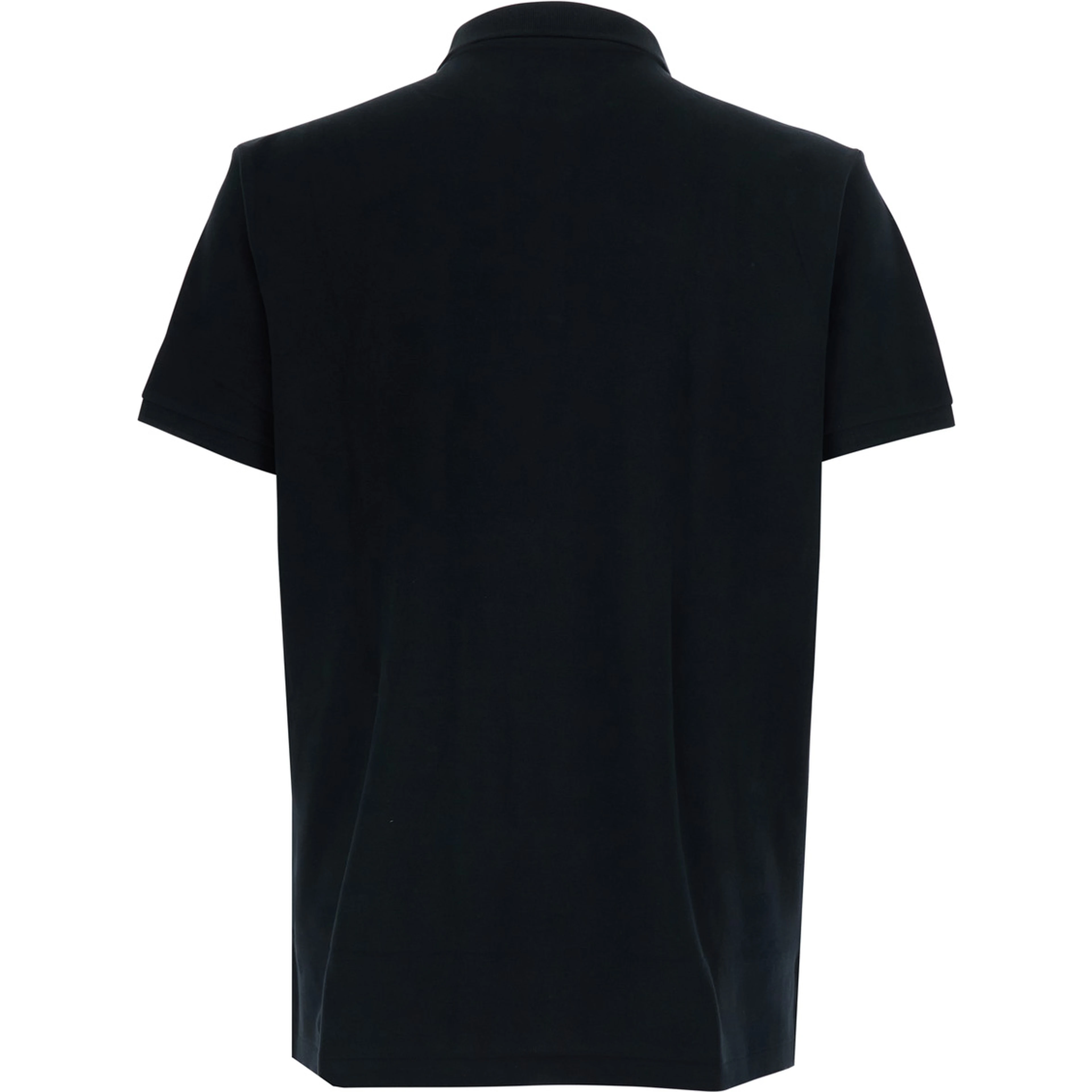 Custom Fit Black polo shirt with classic collar and Pony embroidery on the front in cotton for men