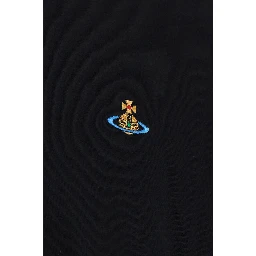 Black Crew Neck T-Shirt with Orb Embroidery on the Front in Cotton for Men