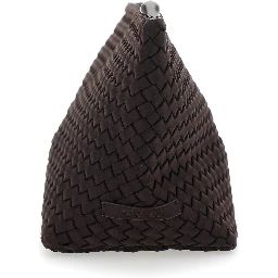 Portofino Brown Large Clutch with Logo Patch and Intreccio Motif in Eco-leather for Women