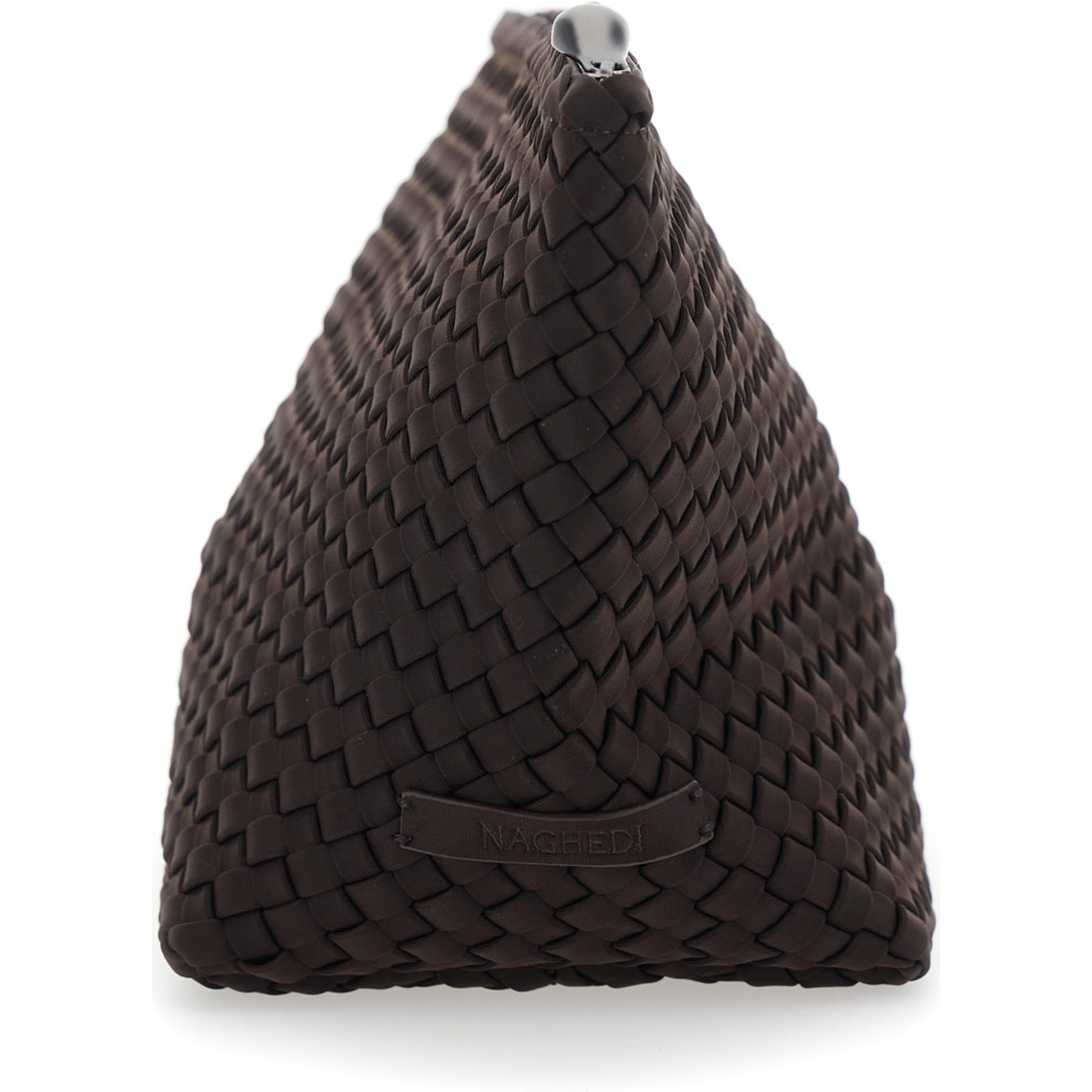 Portofino Brown Large Clutch with Logo Patch and Intreccio Motif in Eco-leather for Women