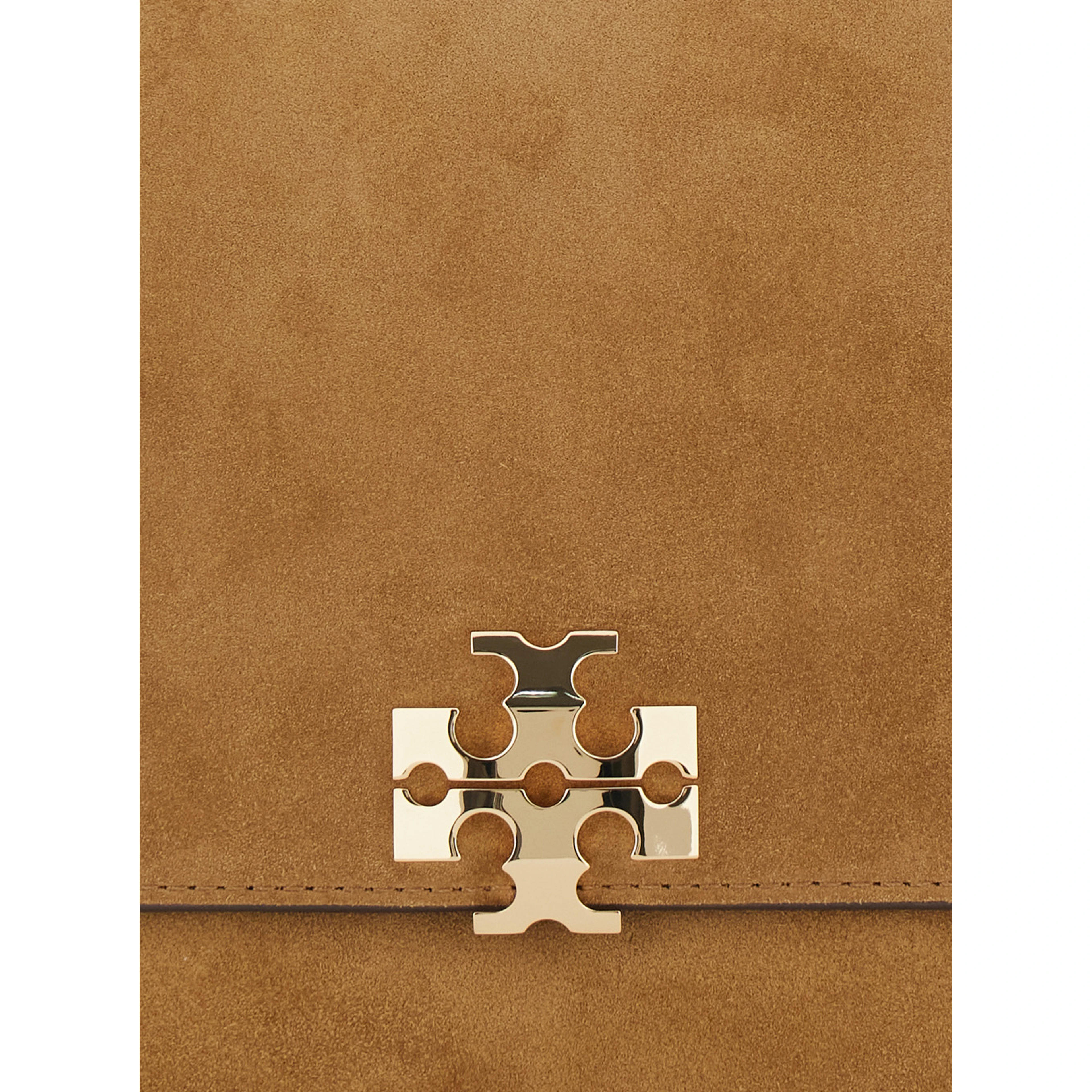 Charlie Brown Medium Crossbody Bag with Adjustable and Removable Strap and T Plaque on the Front in Suede for Women