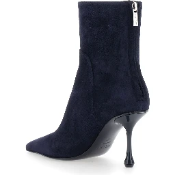 Cycas Blue Ankle Boots with Stiletto Heel and Side Zip Closure in Suede for Women