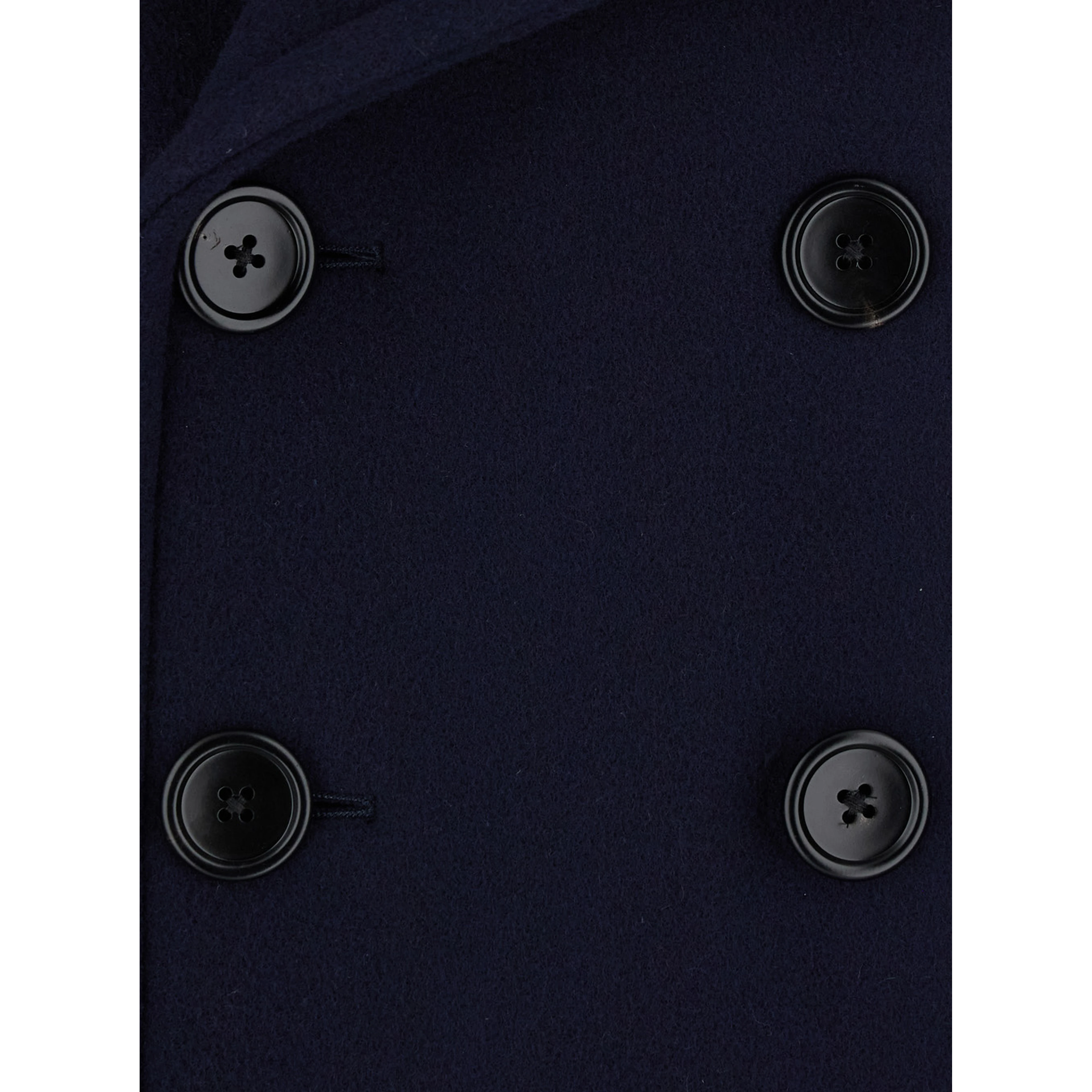 Blue Double-Breasted Jacket with Notched Revers in Wool for Men