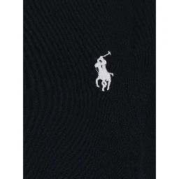 Custom Fit Black polo shirt with classic collar and Pony embroidery on the front in cotton for men