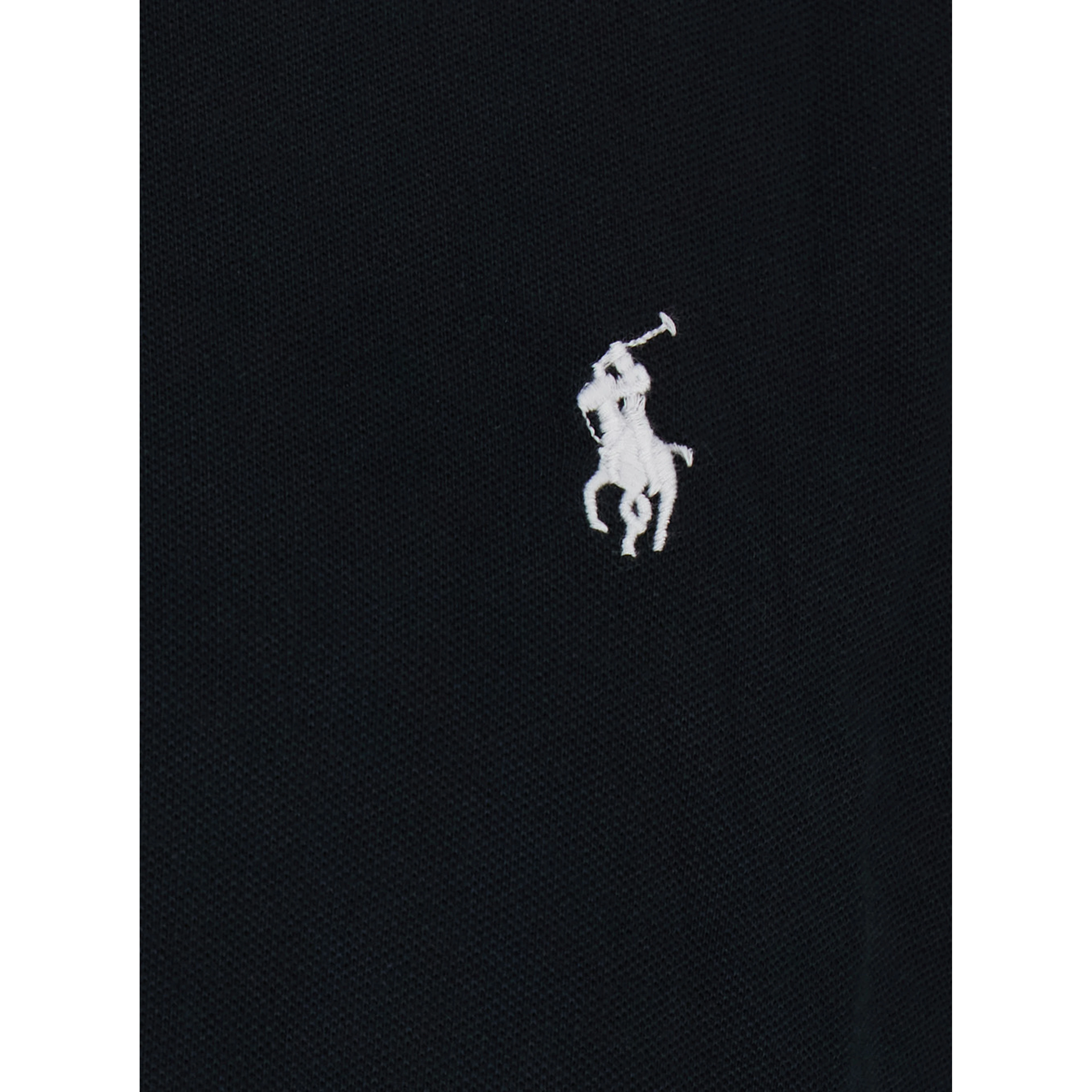 Custom Fit Black polo shirt with classic collar and Pony embroidery on the front in cotton for men