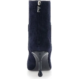 Cycas Blue Ankle Boots with Stiletto Heel and Side Zip Closure in Suede for Women