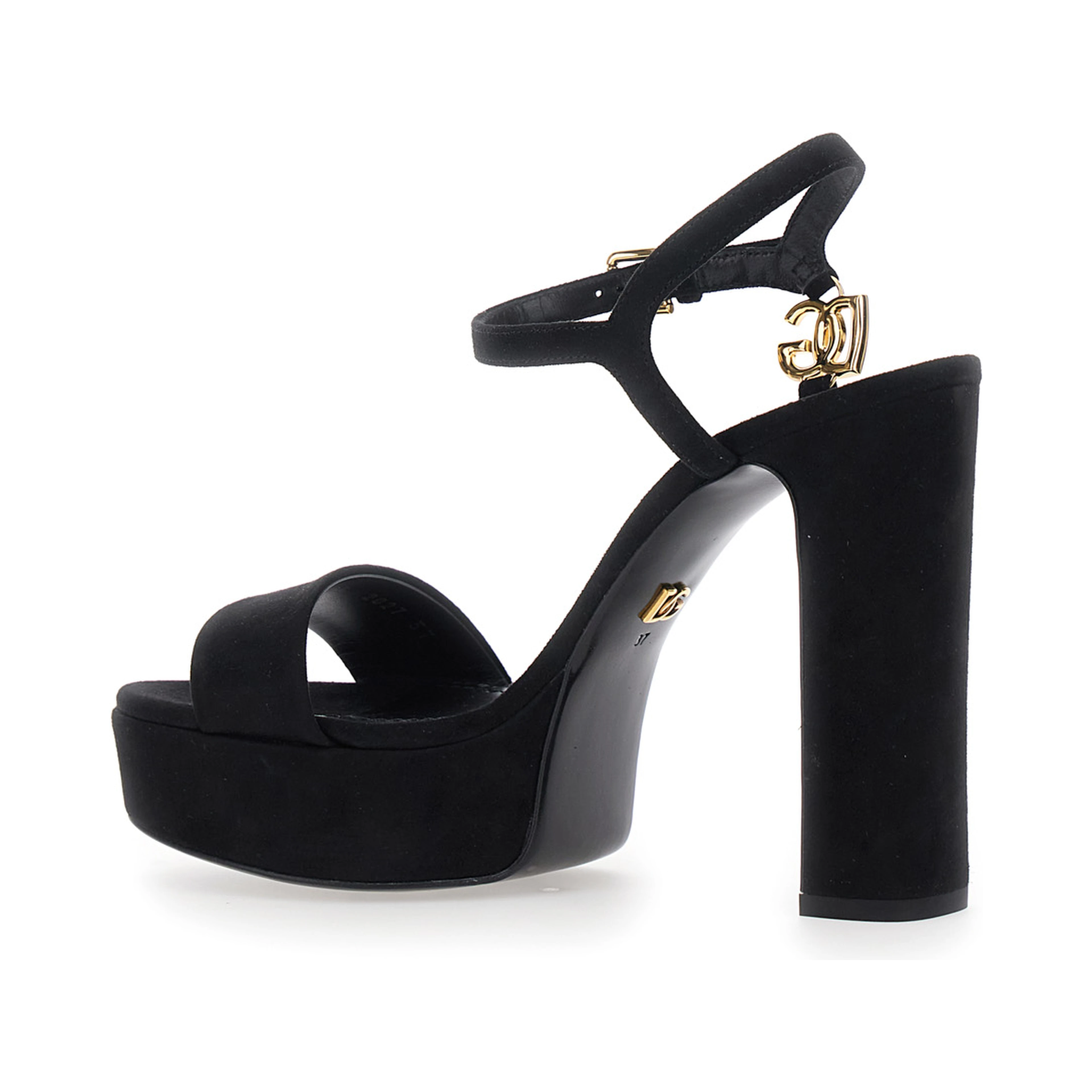 Brown High Heel Sandals with Logo Plate on the Front in Suede for Women