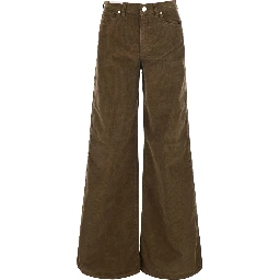 Cindy Brown pants with logo patch on the back in velvet women