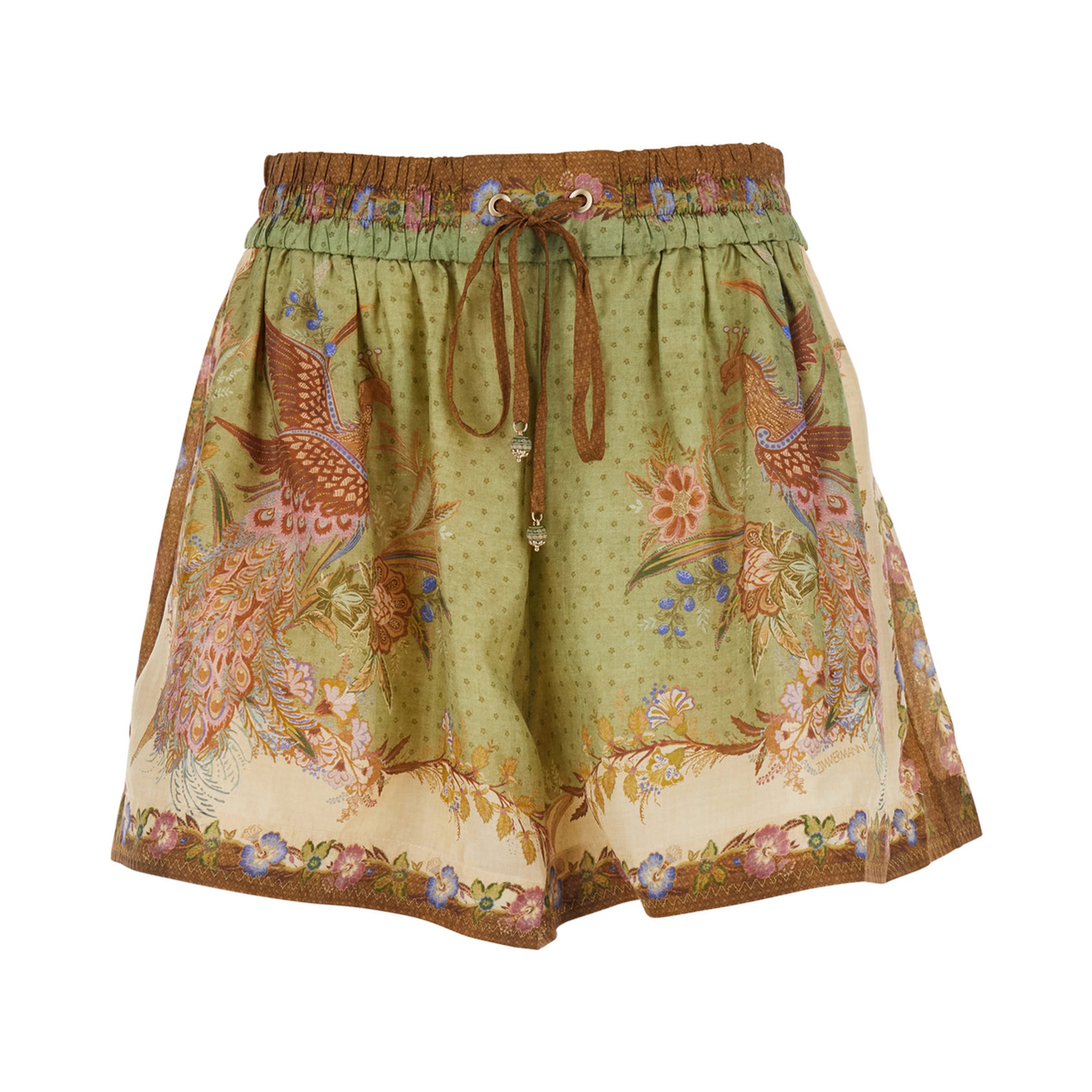 Indra  Multicolor Shorts with elasticated drawstring waist and all-over print in silk for women