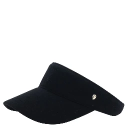 Berkley Black Visor with Curved Brim and Logo Plate on the Side in Wool for Women