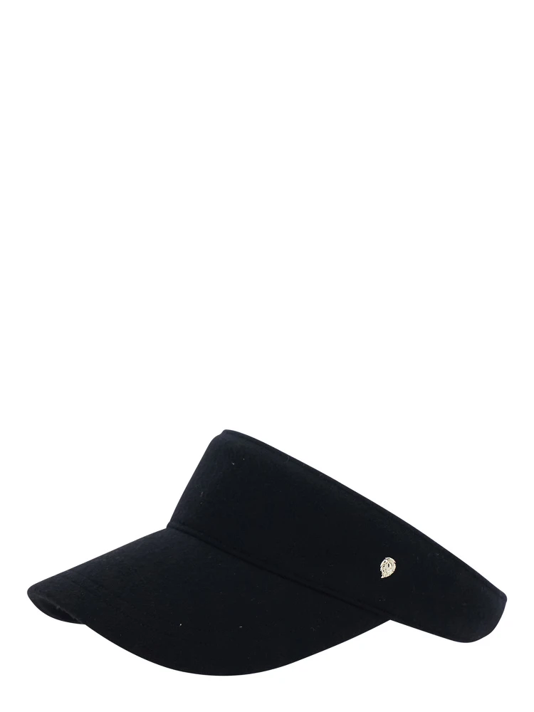 Berkley Black Visor with Curved Brim and Logo Plate on the Side in Wool for Women