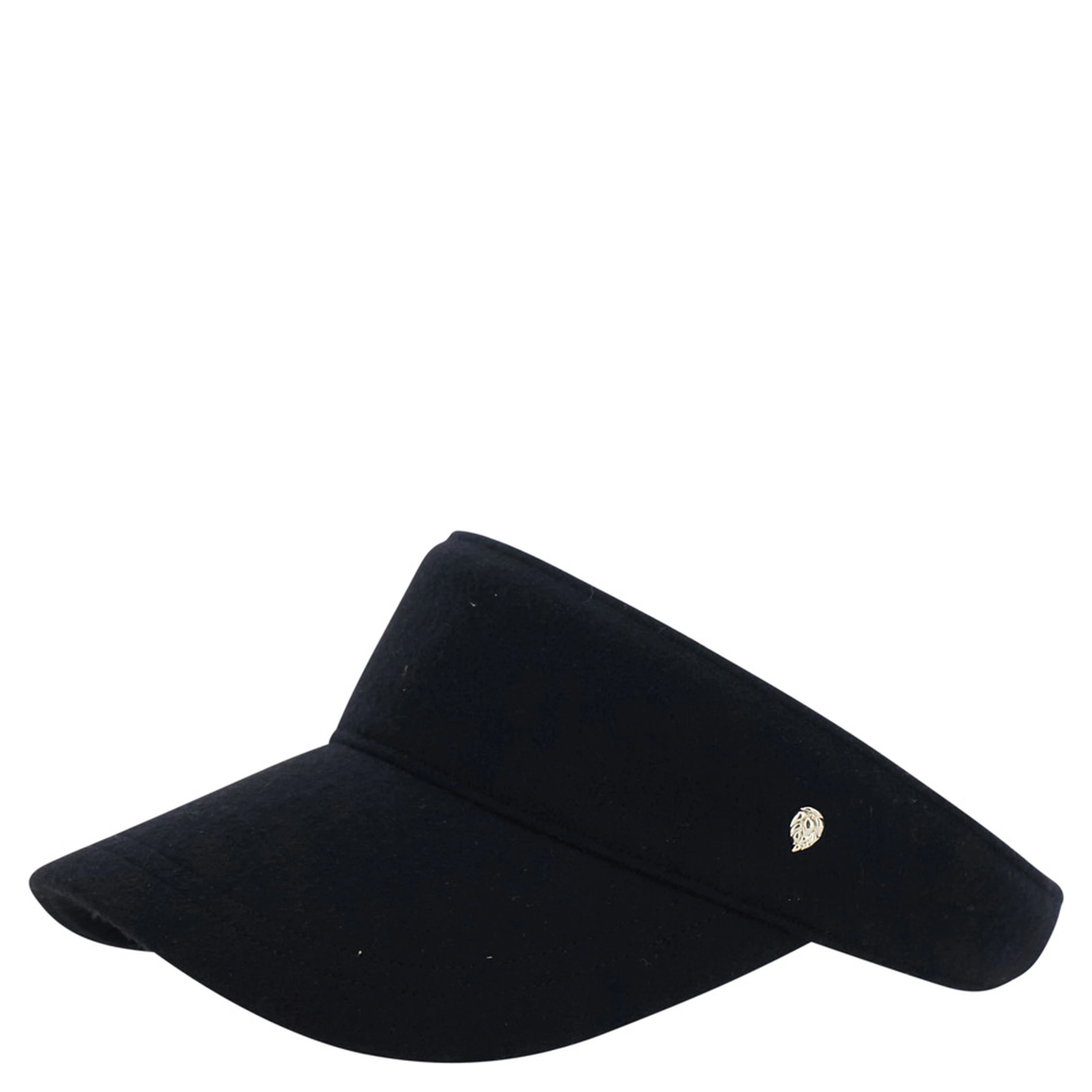 Berkley Black Visor with Curved Brim and Logo Plate on the Side in Wool for Women